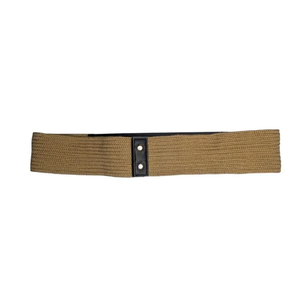 Women's NWOT Torrid Black Faux Leather & Tan Straw Stretch Belt, XL / Torrid 1